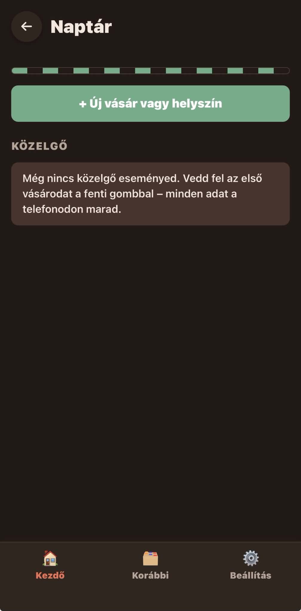 Naptár képernyő